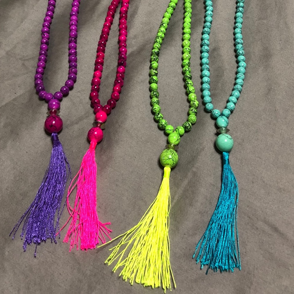 4 Bead Tassel Necklaces